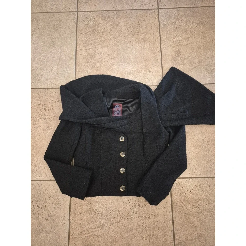 John Galliano Paris Wool Cropped Jacket - Women's - Attached Scarf Collar -